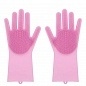Силиконовые перчатки для мытья посуды Magic Glove Розовые фото